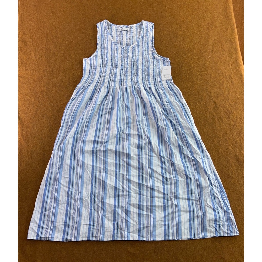 Croft & Barrow Womens XL Blue Striped Smocked Sleeveless Maxi Dress NWT